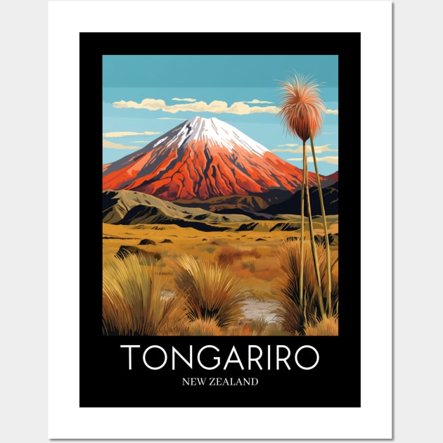 A Pop Art Travel Print of Tongariro National Park - New Zealand Wall Art by Studio Red Koala